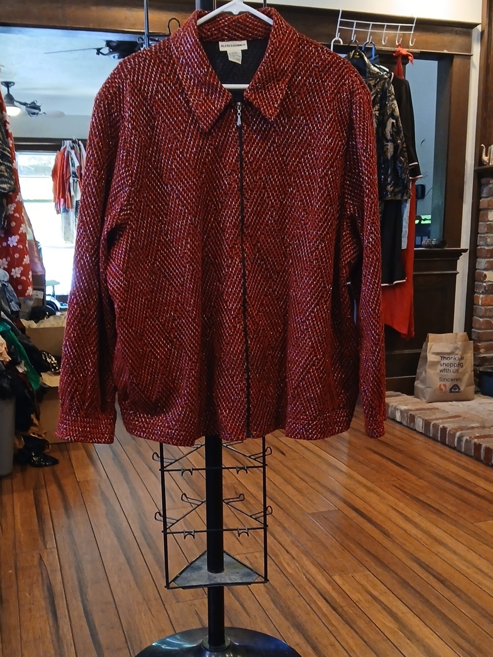 Alfred Dunner Red Textured Zip-Front Blazer - Picture 2 of 3